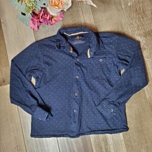 craft + flow blue and tan button down dress shirt little boy size 5 100% cotton